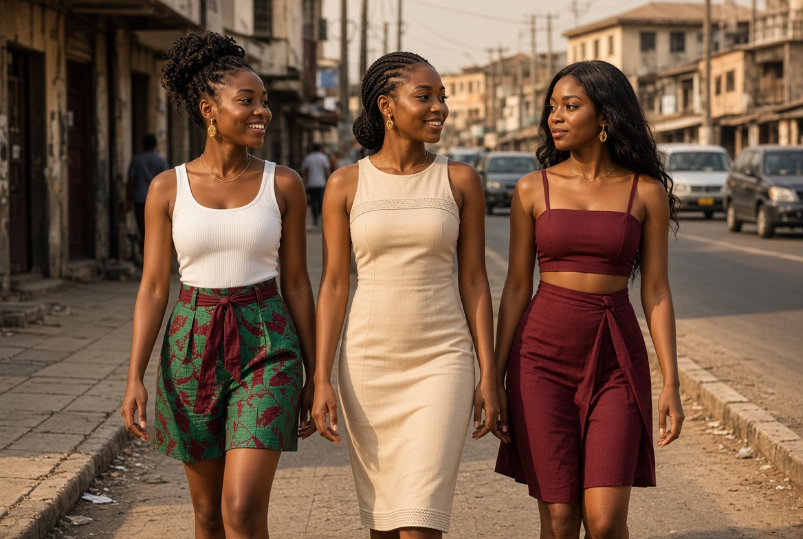 Lucy Okeh lookbook on a Lagos street